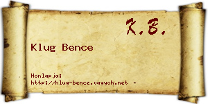 Klug Bence névjegykártya